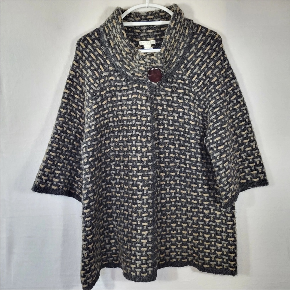 🪴Tweeds 3X Gray & Camel Cardigan Sweater